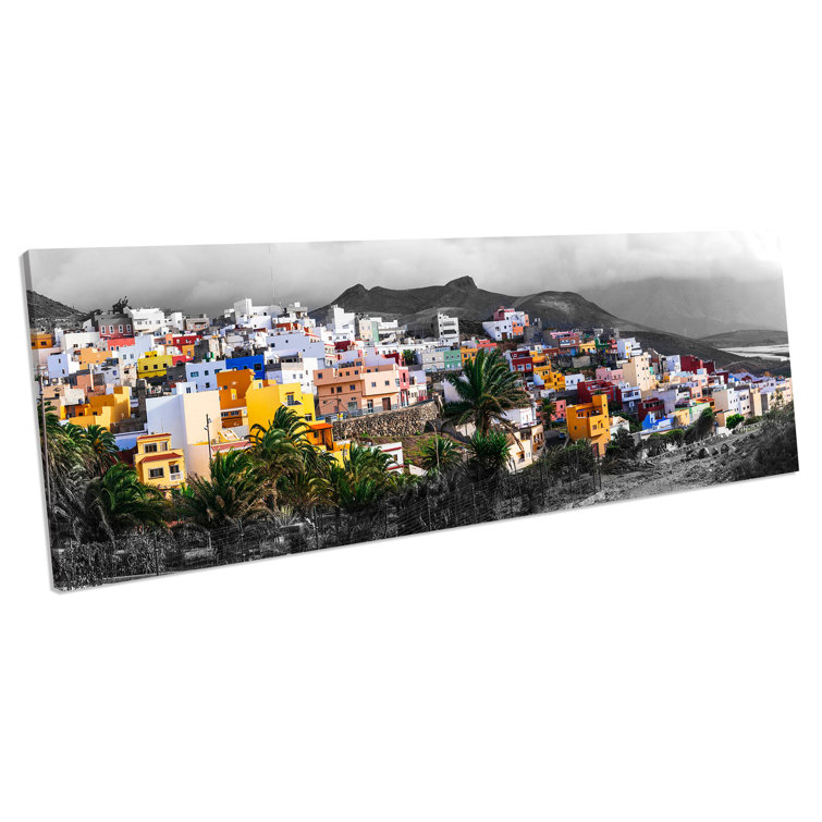 17 Stories Gran Canaria Colourful Houses Wrapped Canvas Panoramic